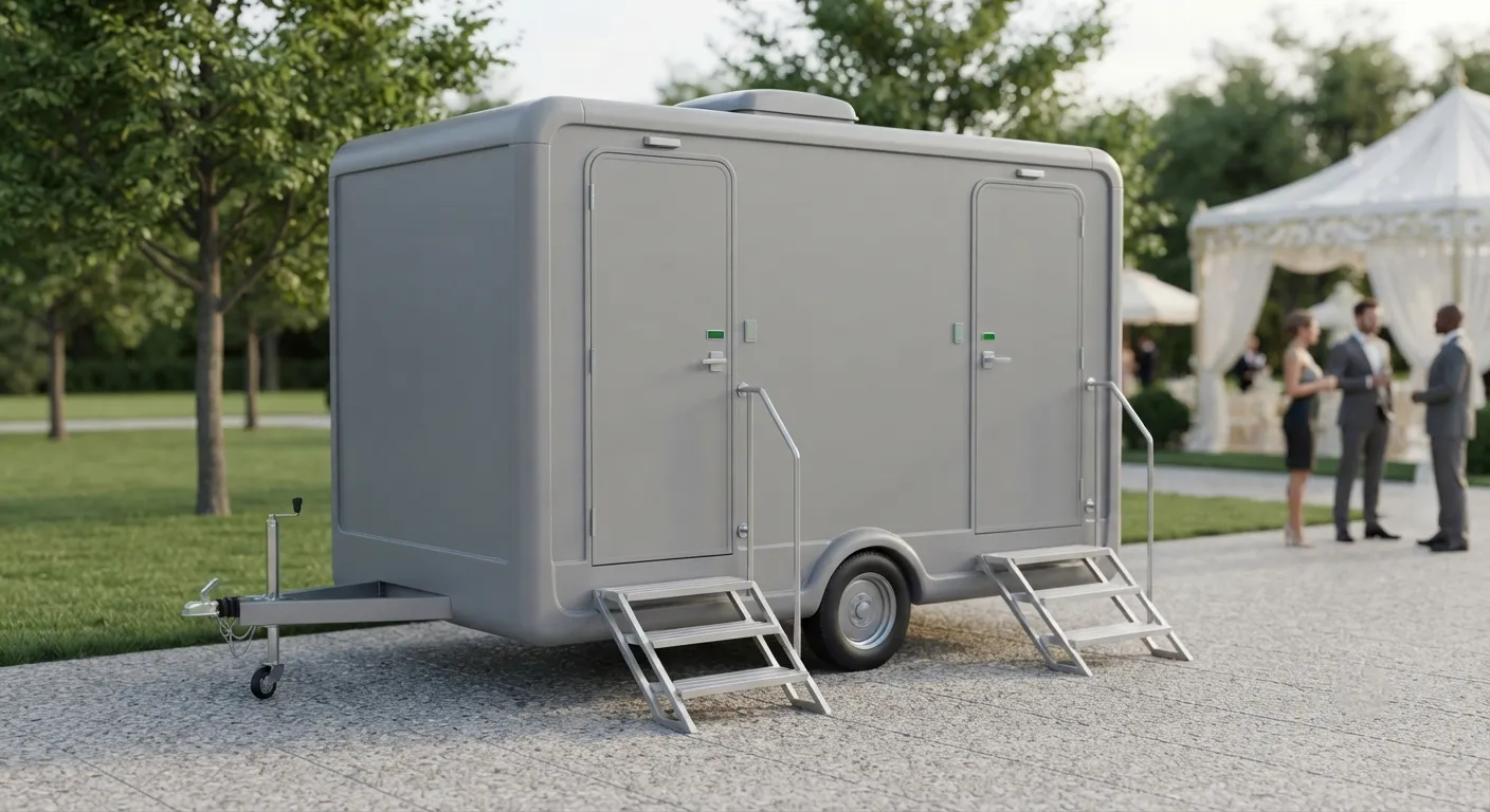2 stall restroom trailer from our Boca Raton fleet