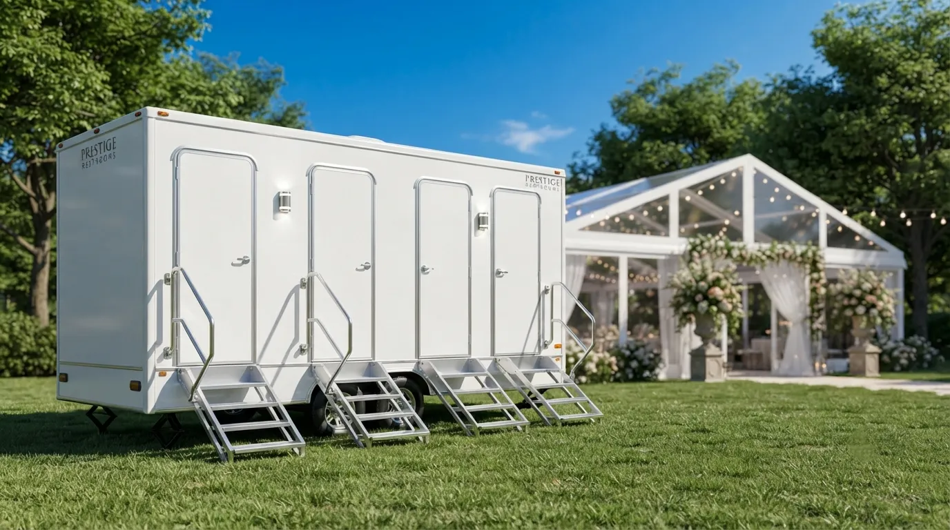 4 stall restroom trailer from our Boca Raton fleet